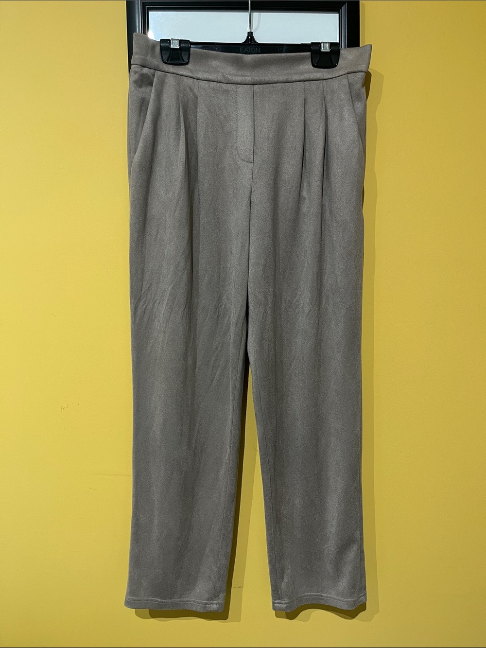 Aritzia Babaton Taupe Faux Suede Cohen Straight-Leg Pull On Trouser Pants Sz 4